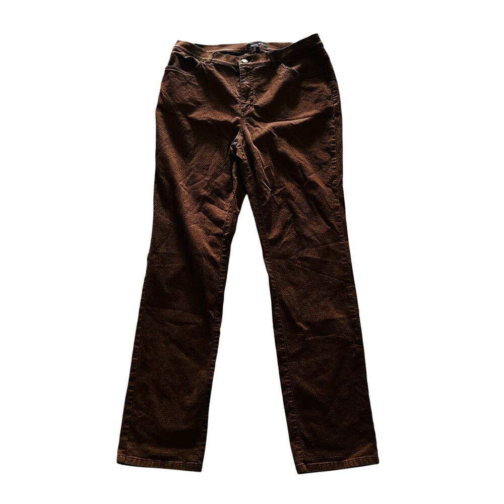 Lafayette 148 Printed High Waist Slim Pants Size 12 Brown
